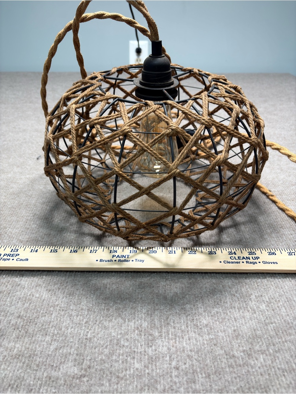 Twine Woven Pendant Lantern - Brown